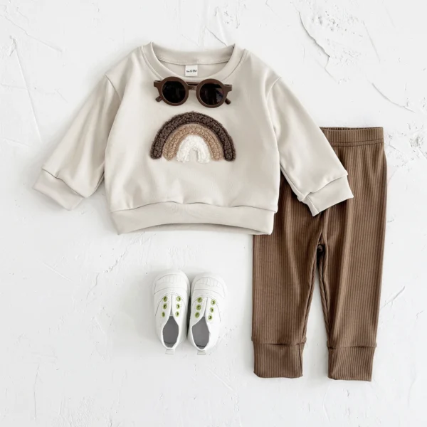 Rainbow Patchwork Pullover Set for Infants