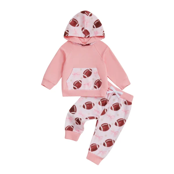 Rugby Print Hoodie and Pants Set