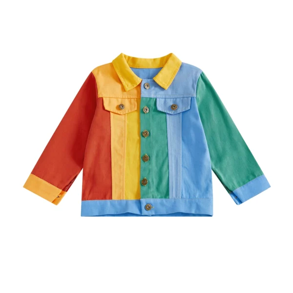 Lightweight Contrast Color Button-Up Jacket for Kids