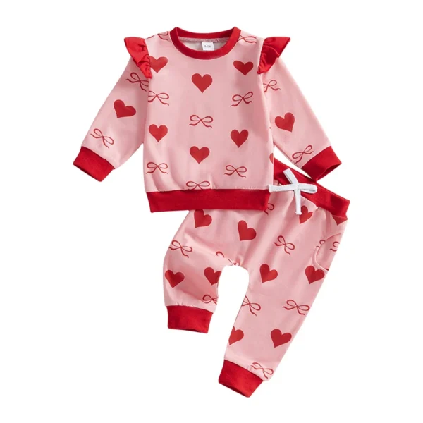 S053cde28fe8c44c98ede924c1bad194bN.webp Heart Print Ruffle Sweatshirt and Elastic Pants Set