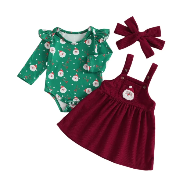Christmas Santa Gingerbread Romper and Dress Set