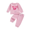 Embroidered Letter Long Sleeve Pullover and Pants Set