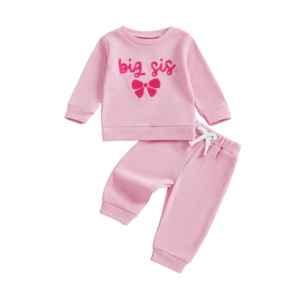 Embroidered Letter Long Sleeve Pullover and Pants Set