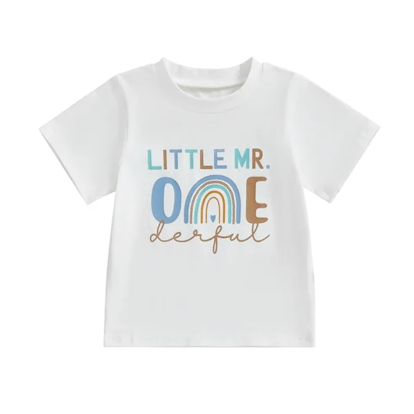 Rainbow Letter Print Short Sleeve T-Shirt