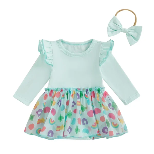 Lucky Charm Print Baby Romper with Headband