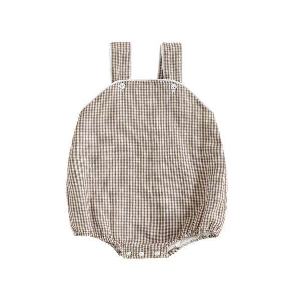 Plaid Summer Sleeveless Bubble Jumpsuit