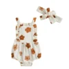 Floral Print Summer Romper with Headband