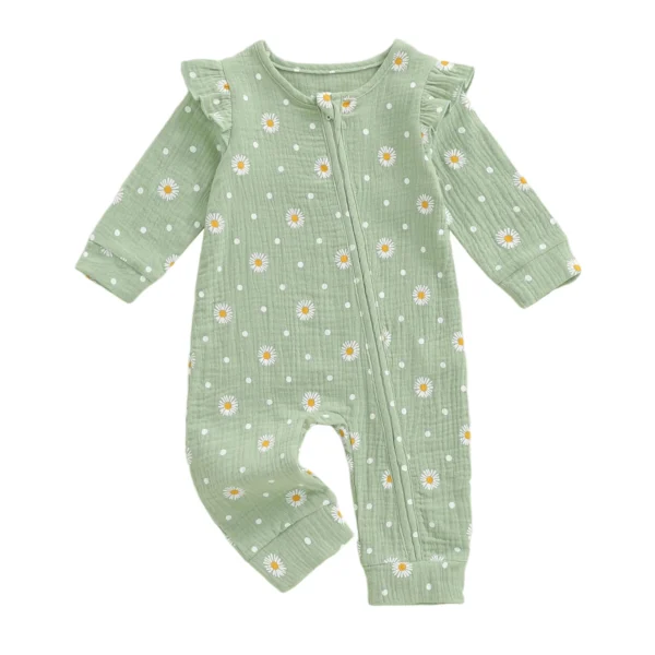 Floral Print Long Sleeve Zipper Jumpsuit