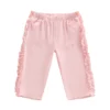 Elastic Waist Soft Ruffle Trim Pants