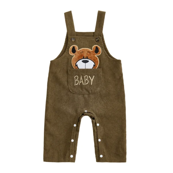 Embroidered Bear Sleeveless Baby Romper