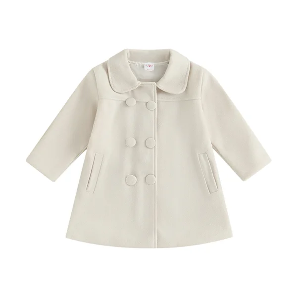 Wool Trench Coat for Kids - Solid Color Winter Jacket