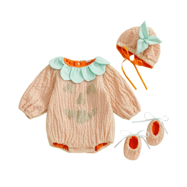 Halloween Baby Romper with Pumpkin Pattern and Accessories