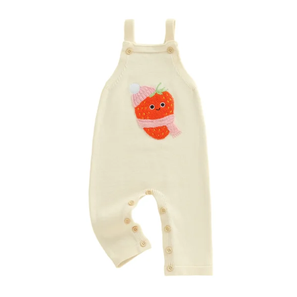 Strawberry Embroidery Knitted Romper