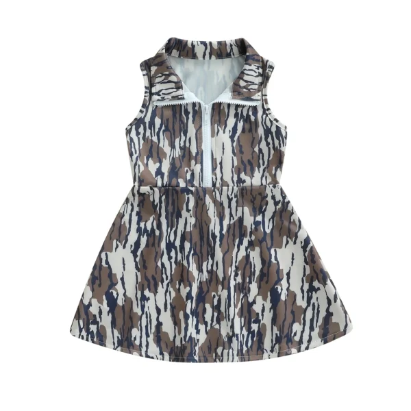 Camo Tank Dress with Zip Collar