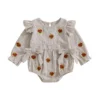 Thanksgiving Turkey Striped Ruffle Bodysuit with Bow