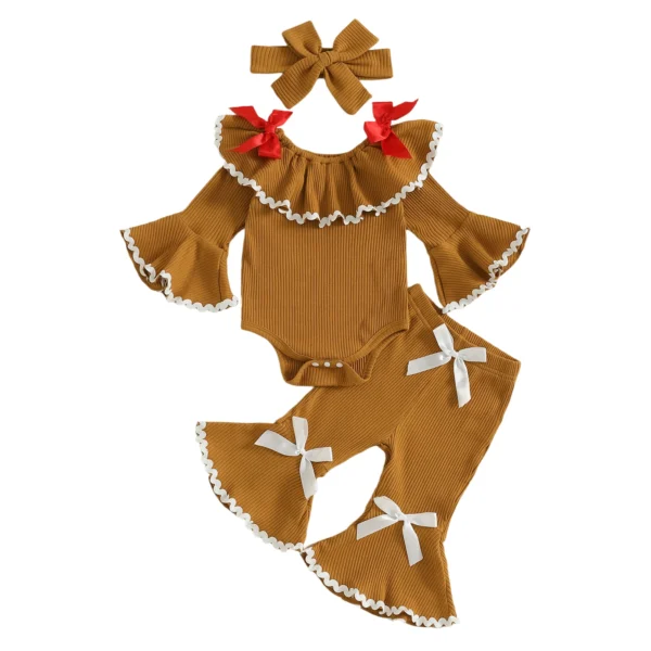 Gingerbread Man Jumpsuit with Headband and Flared Pants Set