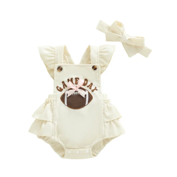 S322995dc5af34547be69f3e4ee0a5863Y.webp Football Embroidered Sleeveless Romper with Bow Headband Set