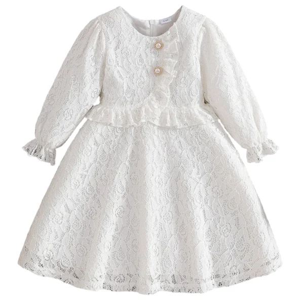 Lace Long Sleeve Flower Dress for Girls