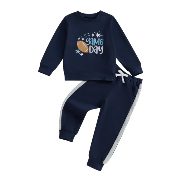 Rugby Letter Print Sweatshirt and Pants Set
