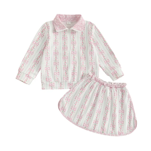 Floral Print Long Sleeve Top and Skirt Set