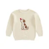 Embroidered Dog Winter Sweater for Kids