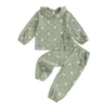 Daisy Print Long Sleeve Top and Pants Set for Kids