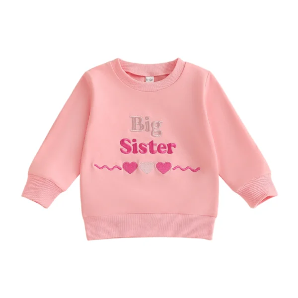 Heart Embroidered Sweatshirt with Crew Neck and Long Sleeves