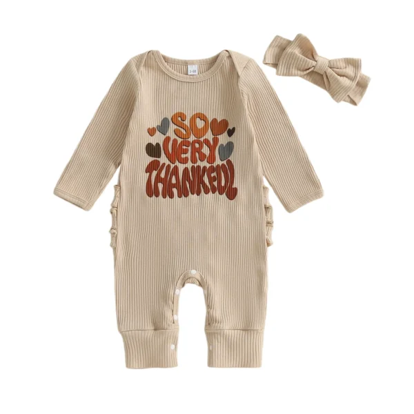 Thanksgiving Turkey Print Jumpsuit with Headband