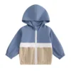 Contrast Color Zip Up Hoodie Jacket for Toddlers