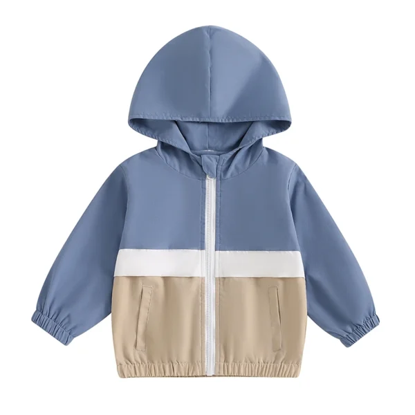 Contrast Color Zip Up Hoodie Jacket for Toddlers