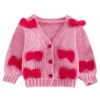 Chunky Knit Cardigan with 3D Bow and Long Sleeves