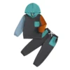 S451683f9402e42b0acf497284294fdb4e-2.webp Contrast Color Hoodie and Pants Set for Toddlers