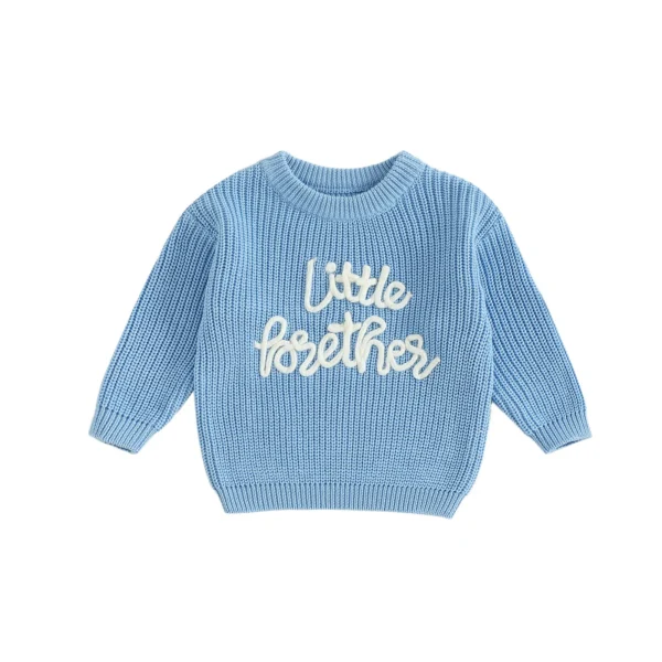 Embroidery Knit Crew Neck Sweater