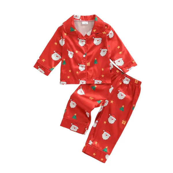 S4783c134d7504d9686f1425075fffbc1i.webp Santa Print Christmas Pajamas Set