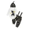 New Year Letter Print Romper and Pants Set with Hat