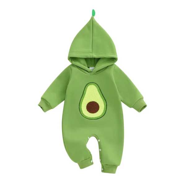 Hooded Cartoon Avocado Jumpsuit for Infants