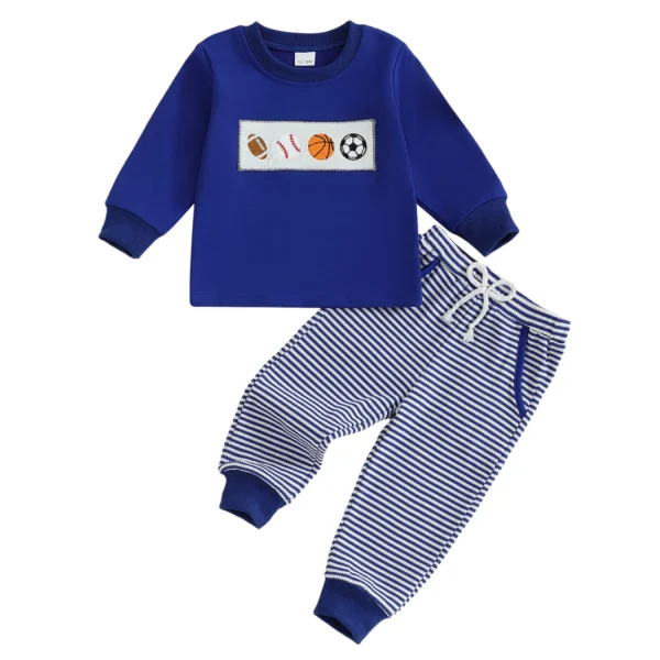 Fall Pullover and Striped Pants Set