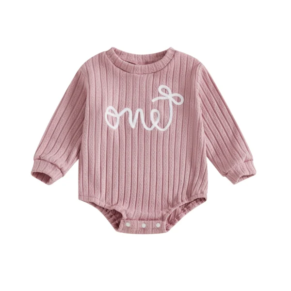 Embroidered Bow Long Sleeve Knitted Jumpsuit