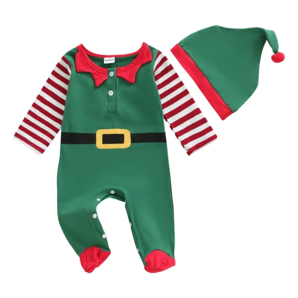 Christmas Newborn Baby Romper with Hat and Footed Jumpsuit