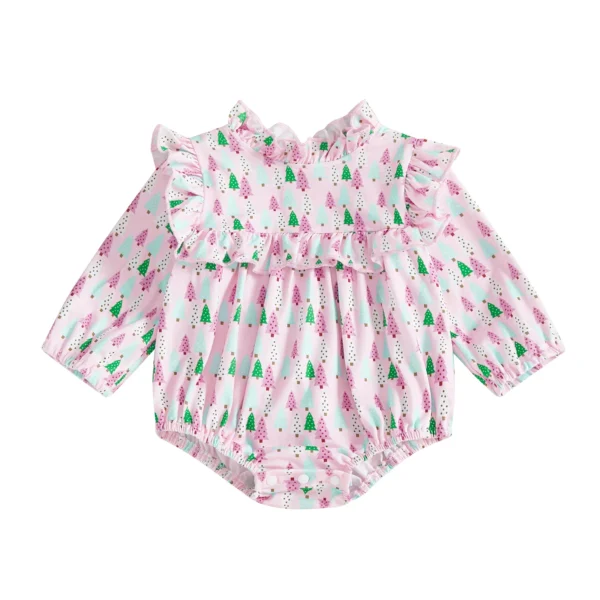 Ruffle Long Sleeve Christmas Tree Romper