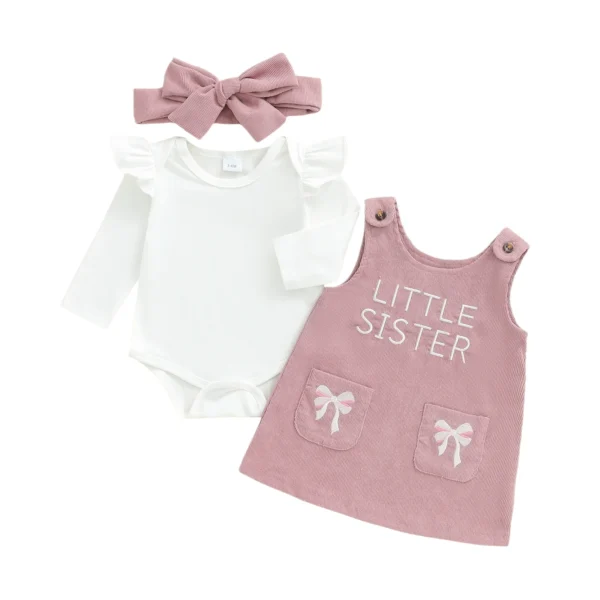 Ruffle Long Sleeve Romper Dress with Headband Set