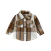 Plaid Casual Long Sleeve Shirt Jacket for Kids
