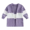 Lightweight Contrast Color Open Front Cardigan for Kids