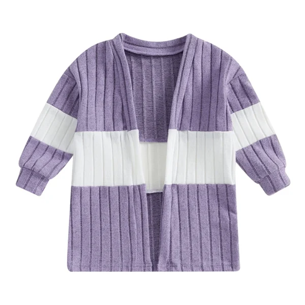 Lightweight Contrast Color Open Front Cardigan for Kids