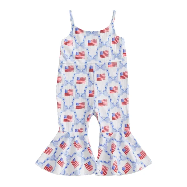 Flare Pants Overalls with Bow Print for Summer
