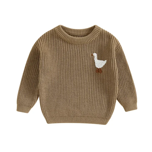 Knitted Goose Embroidery Sweater Pullover