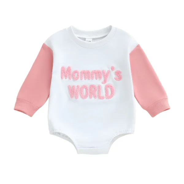 Contrast Color Embroidery Long Sleeve Romper