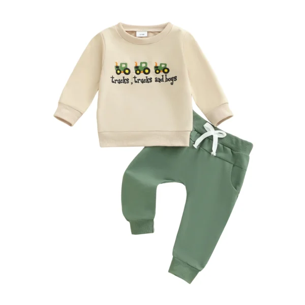 Embroidered Truck Sweatshirt and Jogger Pants Set
