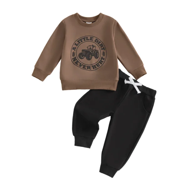 Fashionable Long Sleeve Pullover with Solid Color Pants Set
