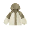 Contrast Color Hooded Toddler Jacket with Pockets